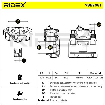 Bremssattel RIDEX 78B2081 78B2081 - foto 5