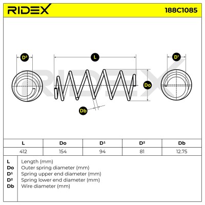 Fahrwerksfeder RIDEX 188C1085 188C1085 - foto 5