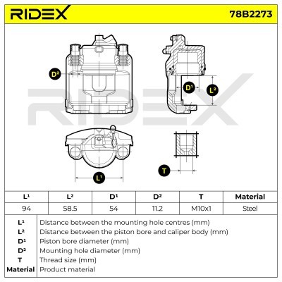 Bremssattel RIDEX 78B2273 78B2273 - foto 7