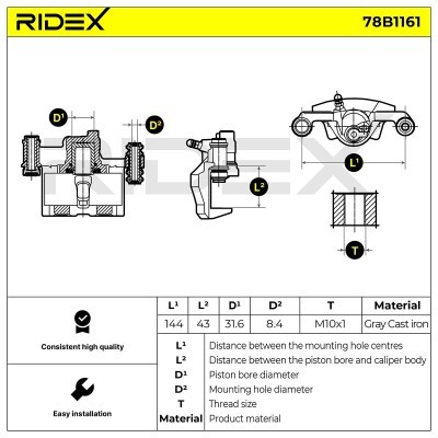 Bremssattel RIDEX 78B1161 78B1161 - foto 7