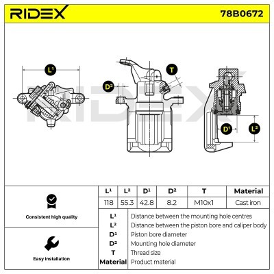 Bremssattel RIDEX 78B0672 78B0672 - foto 6
