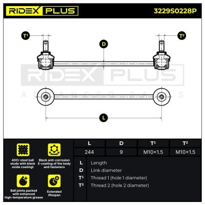 Stabilisator Stange RIDEX 3229S0228P 3229S0228P - foto 8