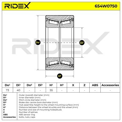 Radlager RIDEX 654W0750 654W0750 - foto 6