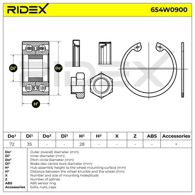 Radlager RIDEX 654W0900 654W0900 - foto 5