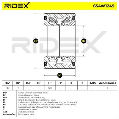Radlager RIDEX 654W1249 654W1249 - foto 6