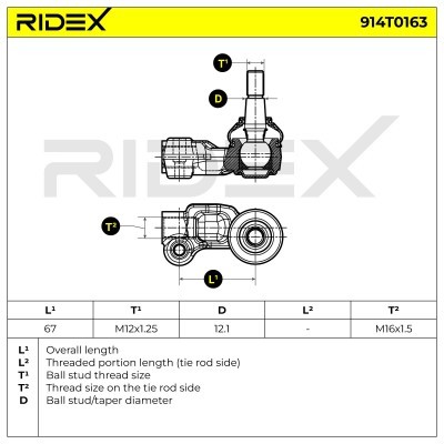 Spurstangenkopf RIDEX 914T0163 914T0163 - foto 5
