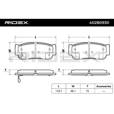 Bremsbeläge Satz RIDEX 402B0930 402B0930 - foto 5