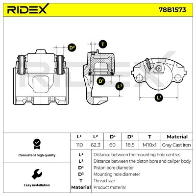 Bremssattel RIDEX 78B1573 78B1573 - foto 5