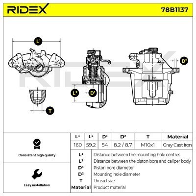 Bremssattel RIDEX 78B1137 78B1137 - foto 6