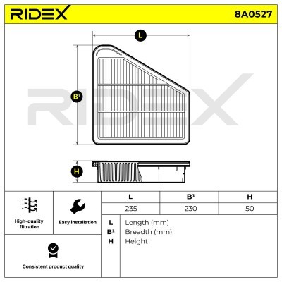 Luftfilter RIDEX 8A0527 8A0527 - foto 6