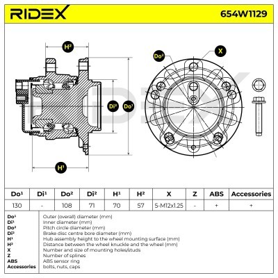 Radlager RIDEX 654W1129 654W1129 - foto 6