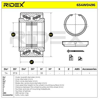Radlager RIDEX 654W0496 654W0496 - foto 3