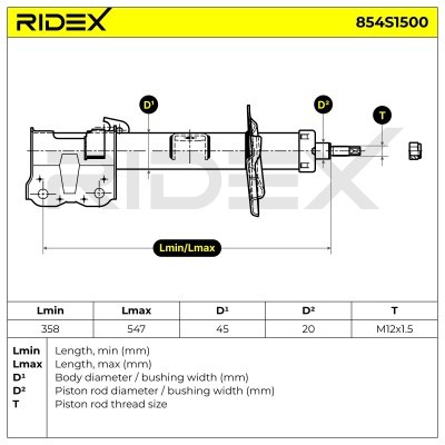 Stoßdämpfer RIDEX 854S1500 854S1500 - foto 6