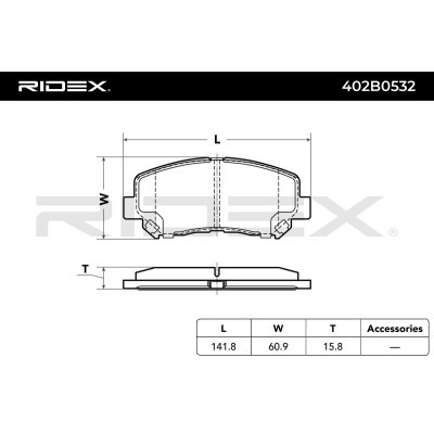 Bremsbeläge Satz RIDEX 402B0532 402B0532 - foto 8