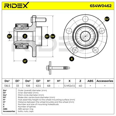 Radlager RIDEX 654W0462 654W0462 - foto 6