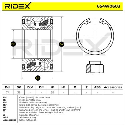 Radlager RIDEX 654W0603 654W0603 - foto 3
