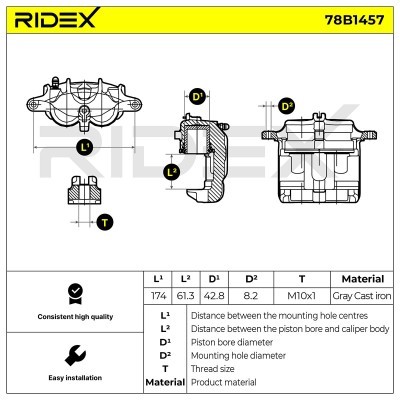 Bremssattel RIDEX 78B1457 78B1457 - foto 7