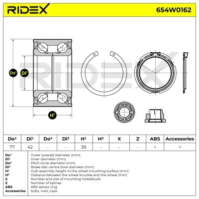 Radlager RIDEX 654W0162 654W0162 - foto 5