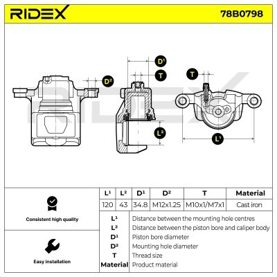 Bremssattel RIDEX 78B0798 78B0798 - foto 5