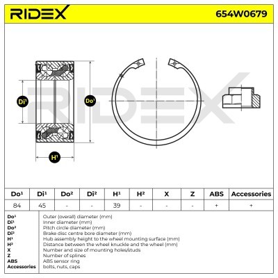 Radlager RIDEX 654W0679 654W0679 - foto 12