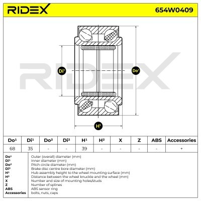 Radlager RIDEX 654W0409 654W0409 - foto 4