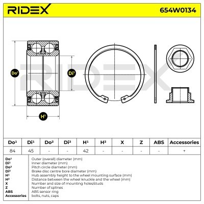 Radlager RIDEX 654W0134 654W0134 - foto 3