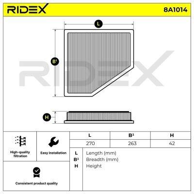 Luftfilter RIDEX 8A1014 8A1014 - foto 6