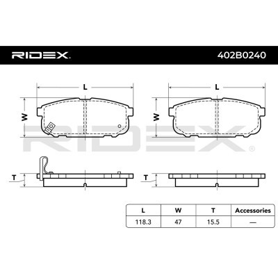 Bremsbeläge Satz RIDEX 402B0240 402B0240 - foto 11