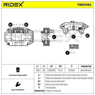 Bremssattel RIDEX 78B1092 78B1092 - foto 6