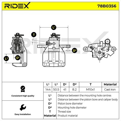 Bremssattel RIDEX 78B0356 78B0356 - foto 2