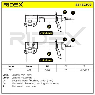 Stoßdämpfer RIDEX 854S2309 854S2309 - foto 7