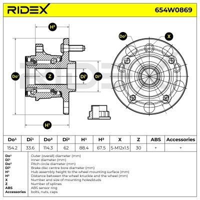 Radlagersatz RIDEX 654W0869 654W0869 - foto 5