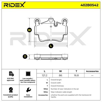 Bremsbeläge Satz RIDEX 402B0542 402B0542 - foto 7