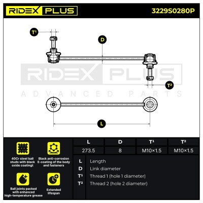 Stabilisator Stange RIDEX 3229S0280P 3229S0280P - foto 9