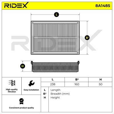 Luftfilter RIDEX 8A1485 8A1485 - foto 6