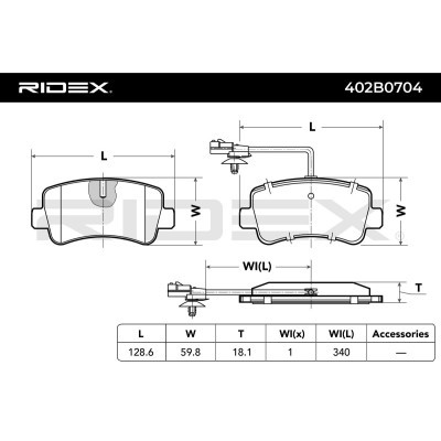 Bremsbeläge Satz RIDEX 402B0704 402B0704 - foto 4
