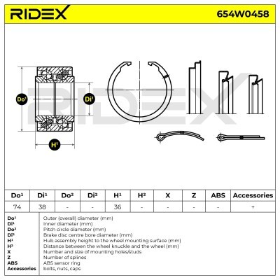 Radlager RIDEX 654W0458 654W0458 - foto 3