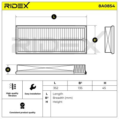 Luftfilter RIDEX 8A0854 8A0854 - foto 6