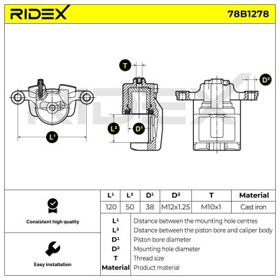 Bremssattel RIDEX 78B1278 78B1278 - foto 6