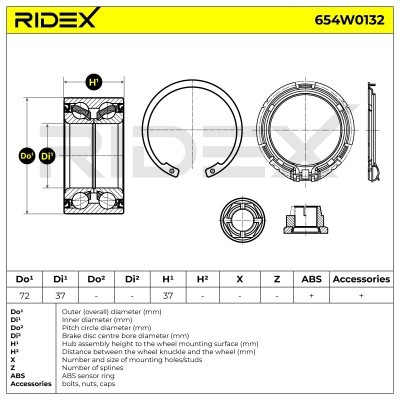 Radlager RIDEX 654W0132 654W0132 - foto 5
