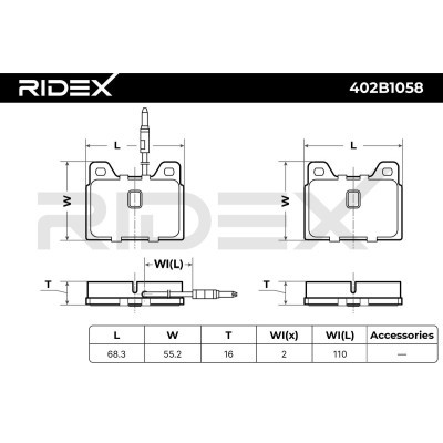 Bremsbeläge Satz RIDEX 402B1058 402B1058 - foto 6