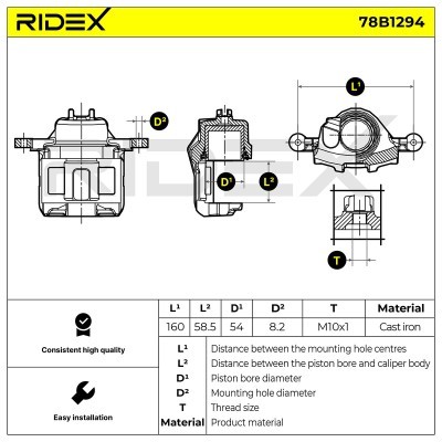 Bremssattel RIDEX 78B1294 78B1294 - foto 6