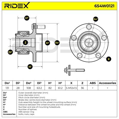 Radlager RIDEX 654W0121 654W0121 - foto 6