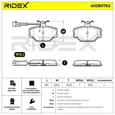 Bremsbeläge Satz RIDEX 402B0762 402B0762 - foto 6