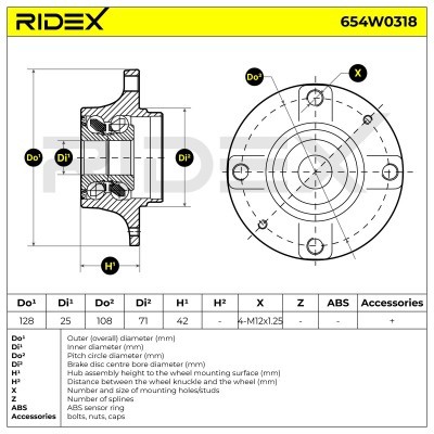 Radlager RIDEX 654W0318 654W0318 - foto 2