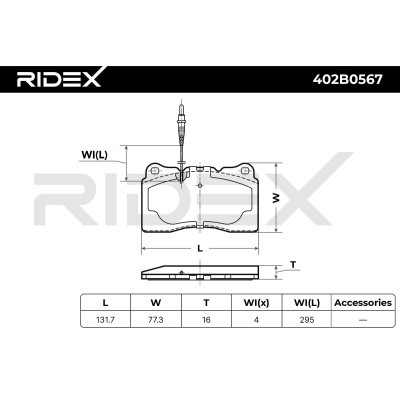 Bremsbeläge Satz RIDEX 402B0567 402B0567 - foto 6