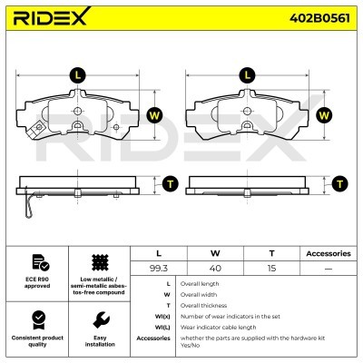 Bremsbeläge Satz RIDEX 402B0561 402B0561 - foto 8