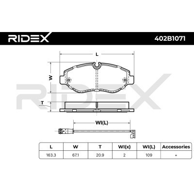 Bremsbeläge Satz RIDEX 402B1071 402B1071 - foto 7
