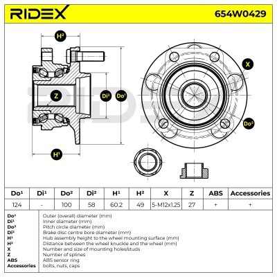 Radlager RIDEX 654W0429 654W0429 - foto 3