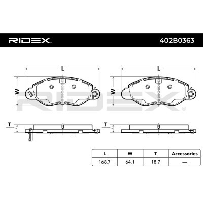 Bremsbeläge Satz RIDEX 402B0363 402B0363 - foto 7